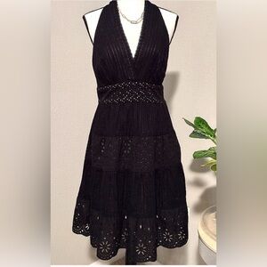 BCBGMaxAzria Black Eyelet Mini Dress